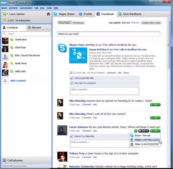 °SkypeFacebookĽ